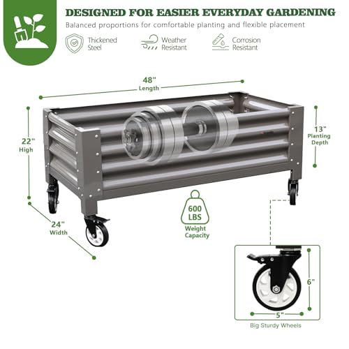 Image of Anleolife Low-Profile Elevated Raised Garden Bed, Quartz Grey