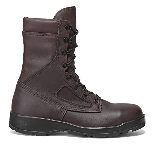 Belleville 339 ST 8 Inch U.S Navy Aviator EH Rated Steel Toe Boots for Men - Shock Absorbent Midsole & Slip-Resistant Outsole Military Boots - Berry Compliant - Brown Leather2