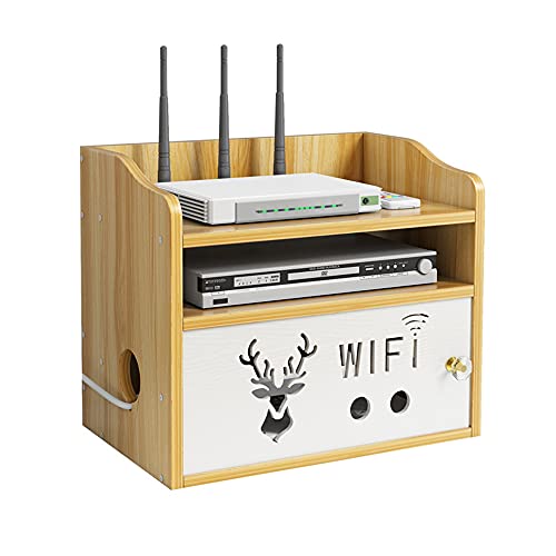 Hggzeg Boîte de Rangement de routeur Support de Stockage WiFi en Bois Multicouche de Bureau avec...
