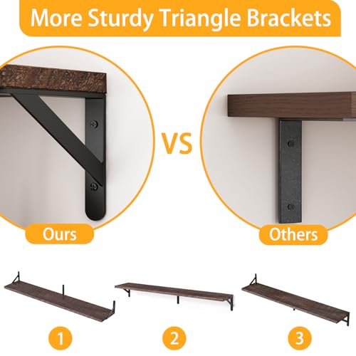 Image of YGEOMER Floating Shelves for Wall, 35in Brown Wall Shelves for Living Room, Bathroom, Bedroom, Kitchen, Home Decor (Set of 4)