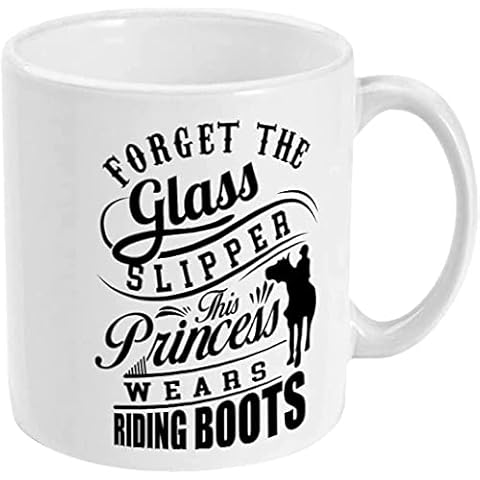 Glass Slipper Mug - Perfect Horse Lover Gift She Wears Riding Boots - Princess wearing riding boots Cup for Horse Mad Girl Cover