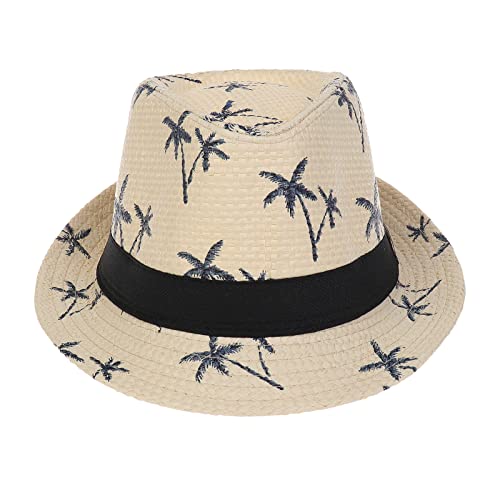 Bigood Summer Panama Fedora Trilby Straw Sun Hats Tree for Women Men Safari Beach Jazz Cap, #ZC Light Khaki, One size