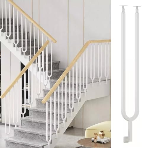 Adjustable Side Mount Balusters Spindle Post for Staircase Handrail Railing Screw Kit Included Deck/Stair/Platform/Porch/Indoor/Attic/Villa/Hotel Space Saving Design 70cm/2ft White
