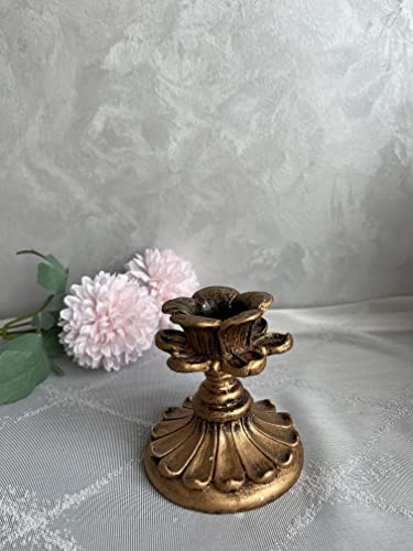 Kolnlala French Nostalgic Floral Resin Candle Holder Antique Bronze/Furniture Decoration/Retro Ornaments Candlestick(B Set Of 3) #TOP6