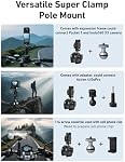 TELESIN Camera Clamp Mount Handlebar, Dual 360 Ball Head Gripper Go pro Bike Mounts Motorcycle Accessories for DJI Osmo Pocket 4 3/ DJI Action 6/Action 5 Pro/Osmo Nano/Hero 13 12 11 10 9/Insta360 X5