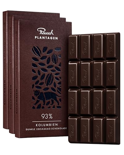 Rausch Kolumbien 93% Schokolade Tafel 125g (3 Stück) hochwertige Tafelschokolade mit feinem Aroma Edelkakao Schokoladentafel aus nachhaltigem Anbau