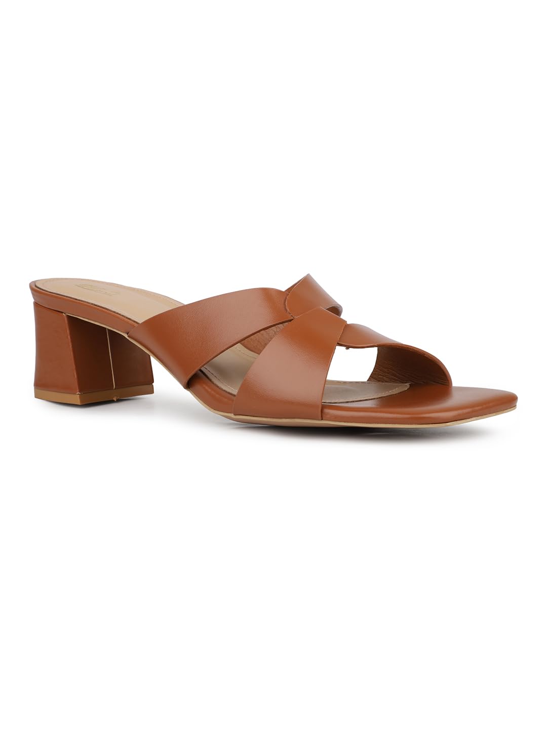 Womens Tan Work Open Toe Block Heels-image-1