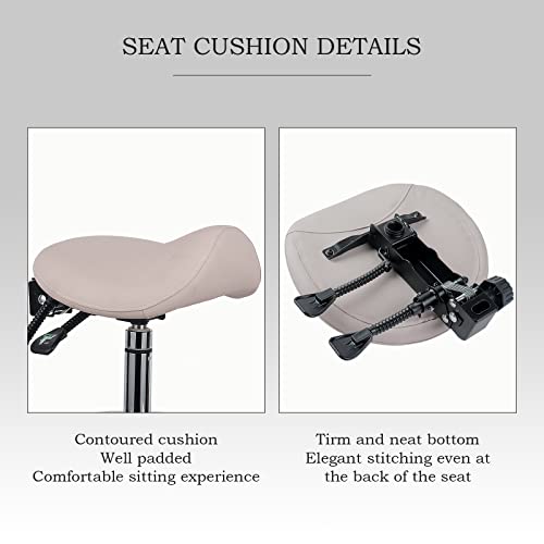 Hydraulic Swivel Dental Assistant Saddle Stool with Armrest, Height Adjustable Dentist Chair with Backrest for Dental Office Salon (Grey) - Thumbnail 7