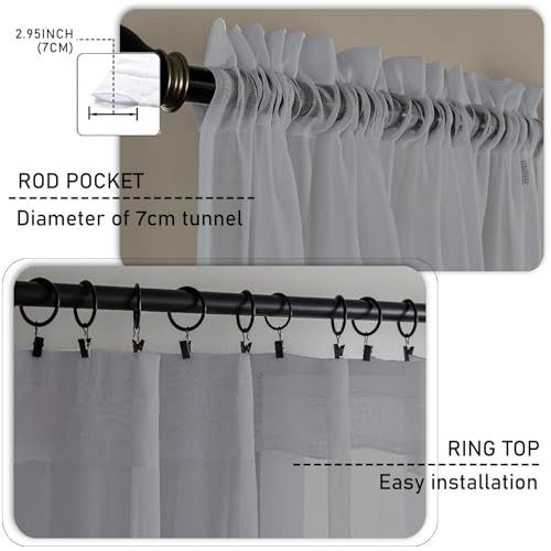 Draperies a oeillets gris clair 260 x 270 cm pour dressing