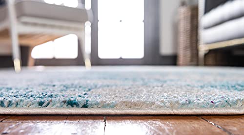 Unique Loom Positano Collection Coastal Modern Coral Lobster Shells Light Blue Area Rug (5' x 8') - Image 5