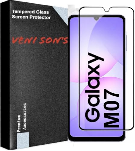 Image of VENI SON'S Scratch And Tear Resistant, Crystal Clear Edge to Edge Tempered Glass Screen Protector Guard Compatible With Samsung Galaxy M07