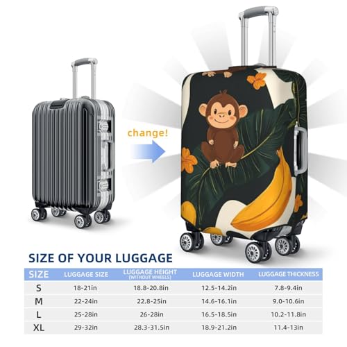 Cute Monkey Print Travel Luggage Cover Elastic Baggage Protector For Men Women Fits 22-24 Inch Luggage4