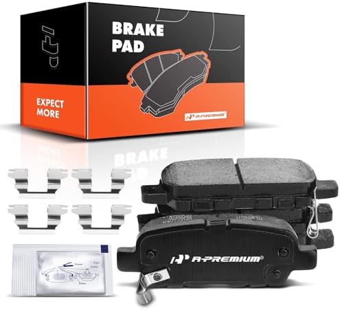 A-Premium Rear Ceramic Disc Brake Pads Set Compatible with Select Infiniti, Suzuki and Nissan Models - EX35, EX37, FX35, FX37, FX45, G25, G35, G37, M35h, M35, M45, Altima, Juke, LEAF, Maxima, Murano