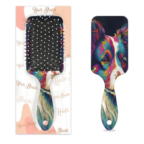Spazzola per capelli per cani con Border Collie, spazzola districante in plastica per bambini e adulti, regalo per il rientro a scuola, per donne e uomini