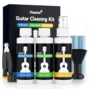 ALL YOUR NEED IN ONE KIT, MORE CONVENIENT-- This guitar cleaner kit can give you all in one solution, it include 120ML guitar polish, 120ML fretboard lemon oil, 120ML guitar string cleaner, 1 pack guitar string winder, 1 pack guitar cleaning brush an...