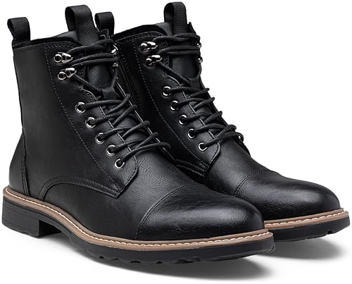 Image of Vostey Mens Boots Motorcycle Casual Boots for Men Zipper Fashion Chukka Boots Mens