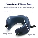 C CUSHION LAB Travel Pillow, Award-Winning Patented Ergonomic Design for Chin & Neck Support Memory Foam Neck Pillow, Compact Airplane Pillow for Traveling, Flight, Car (Navy, Medium) - Image 3