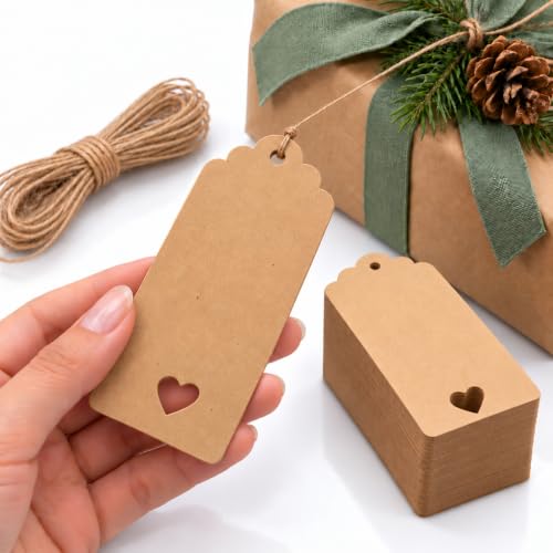 100 Etiquetas para regalos con Cuerda de Yute, Etiquetas para manualidades
