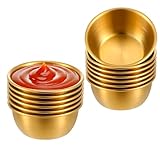 12 Pcs Stainless Steel Dipping Sauce Cups 2 oz Ramekin Mini Sauce Bowls Gold Condiment Cups Reusable Metal Ramekins Containers for Home Kitchen Restaurant Party (Gold, 55 ml)