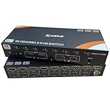 KCEVE 8入力1出力 KVMスイッチ、4K@60Hz USB3.0対応、ホットキー&リモコン操作、キーボード マウス モニターを8PCで共有、ドライバー不要、Windows/Linux/Mac対応
