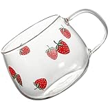 Toyvian Glastasse Erdbeere mit 350ml Fassungsvermögen Ergonomisches Design...