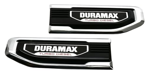 Image of Pair Set Turbo Diesel Emblems Side Vent Logo Compatible with 2020-2025 Sierra 1500 Dura-max Turbo Diesel Badge Kit 86532091 (Chrome)