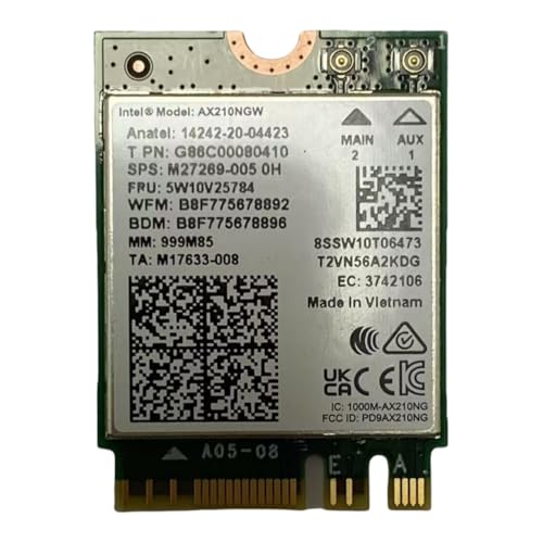 Carte Intel AX210 NGW WiFi 6E et Bluetooth 5.3 M.2 tri-bande 5400 Mbps pour PC portable Windows