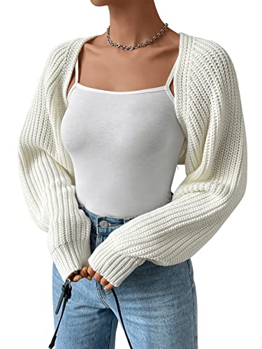 Verdusa Women's Y2k Cropped Cardigan Sweaters Lightweight Knit Open Front Bolero Shrugs Spring Fall Outfits3