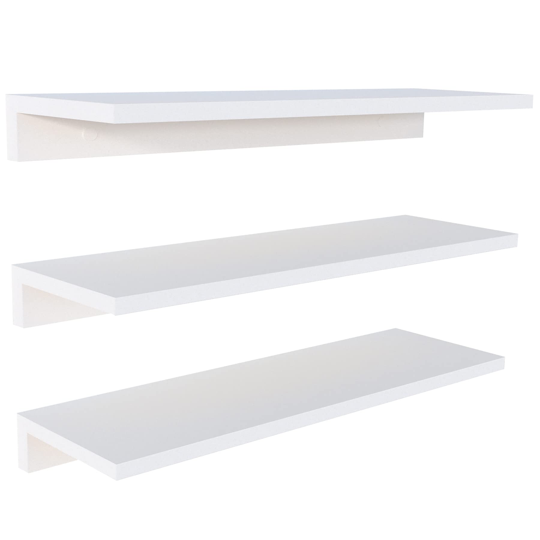Henor Lote 3 Baldas Pared Madera 85 x 17 x 7.5 cm. Estantes Flotantes. Colgantes. Sala de Estar. Oficina en Casa. Baño. Cocina Blanco.