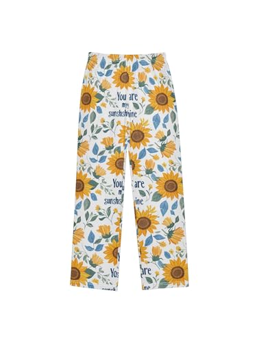 ZZKKO Sunshine Sunflower Leaves Boys Pants for Kids Jogger Pants with Pockets S