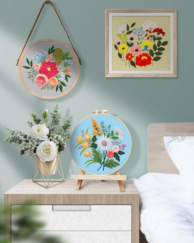 Image of TINDTOP 5 Sets Embroidery Kit for Adults, Floral Embroidery Practice Kit for Beginners Include Embroidery Cloth Hoops Threads for Craft Lover Hand Stitch | for Beginners Include Embroidery Cloth Hoops Threads for Craft Lover Hand Stitch