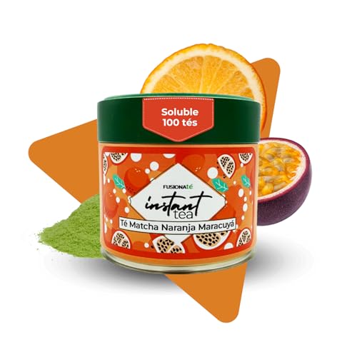 FUSIONATE Té Matcha Naranaja Maracuyá, Lata de 100g,Apto Para Recetas y Bebidas, Versátil y Sabroso, 100% Natural, Energizante y Antioxidante Natural