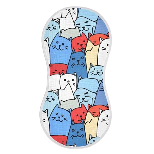 4 Pack Baby Burp Cloths, Soft Absorbent Burping Cloths for Babies, Cotton Milk Spit Up Rags, Large Size for Newborns, Baby Boys and Girls (Abstract Cat Pattern)2