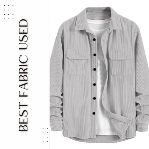 Image of MiraMichi Men's Full Sleeve Corduroy Striped Casual Jacket, Ideal for Stylish Everyday Outfits