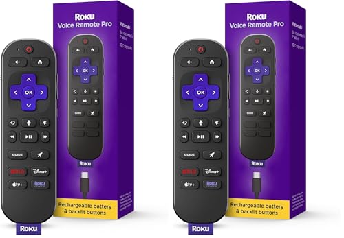 Image of Roku Voice Remote Pro (2nd Ed.) | Rechargeable TV Remote Control with Hands-free Voice Controls, Backlit Buttons, & Lost Remote Finder - Replacement Remote Compatible with All Roku TV, Players & Audio