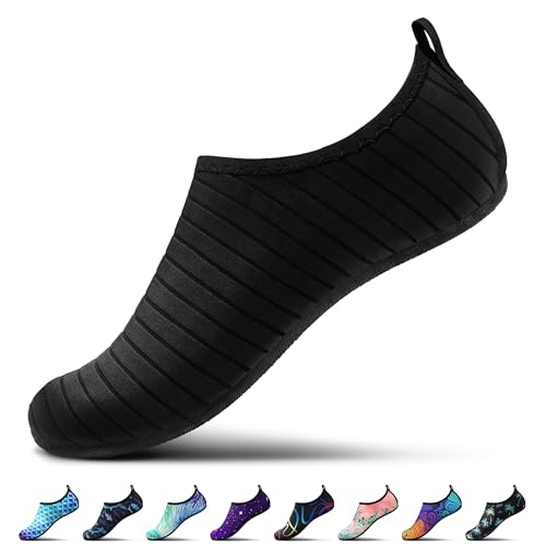 Image of SEEKWAY Water Shoes Women Men Adult Quick-Dry Aqua Socks Barefoot Non Slip for Beach Swim River Pool Lake surf Black SK002(U)