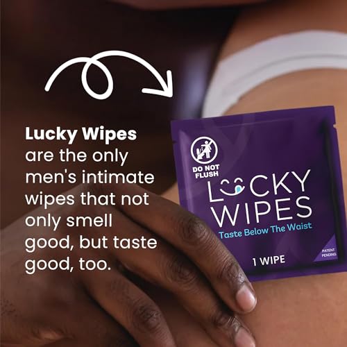 Image of Sweetums Lucky Wipes for Men, Black Raspberry - pH Balanced, 10 Ct | Individually wrapped, pH balanced flavored wipes designed for men, convenient for on-the-go freshness