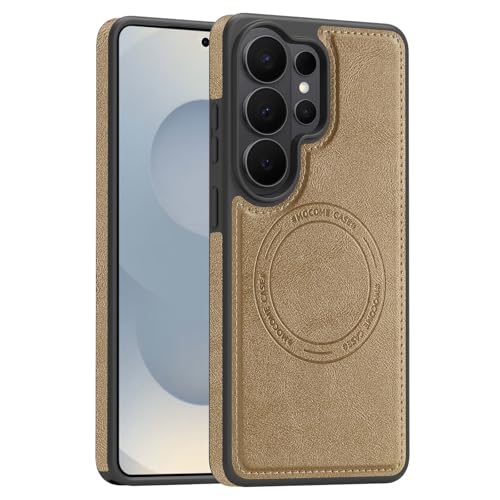 Coque Samsung S25 FE en cuir PU de qualité supérieure, étui mince et robuste Desert Gold