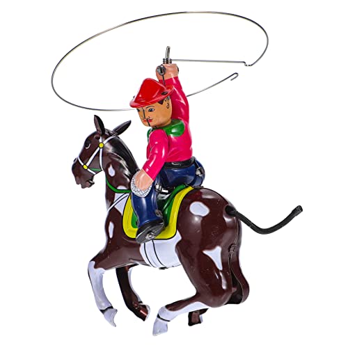 HOMOBABE Vintage Cowboy Theme Wind-up Toy for Boys and Girls, Creative Iron Sheet Clockwork Figure, Educational Toys for Children's Early Learning and Parties