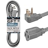 Iron Forge Cable 6 ft Appliance Extension Cord Gray 14/3 Heavy Duty - Flat Plug & Flat Cable 15 Amp 3 Prong SPT-3 for Major Home Appliances, 14 AWG