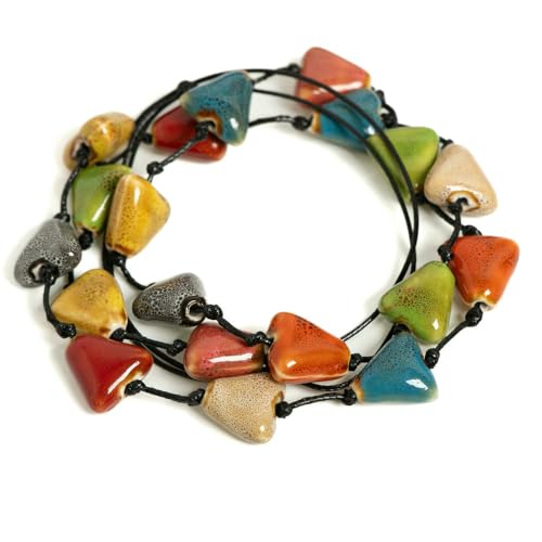 Collier bracelet triangle céramique double usage cordon réglable bohème bijoux - 3
