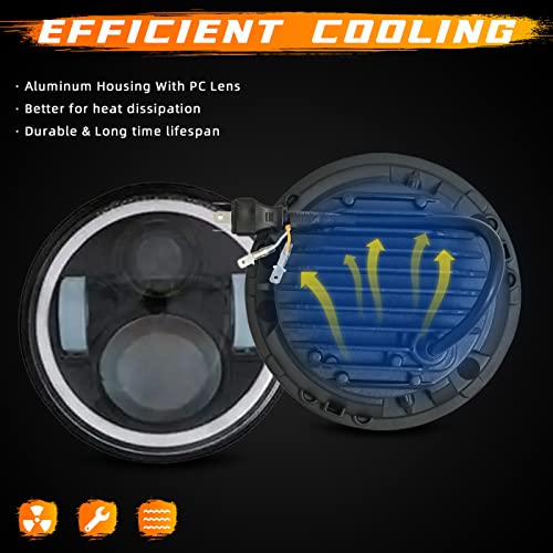 Lqqdp 4Pcs 5.75" Inch Round Black Housing Clear Lens Led Assembly H4/9003/Hb2 Conversion Kit Halo Angel Eye Projector Headlights Amber Turn Signal/Parking White High/Low Beam Drl Daytime Running Light #TOP2