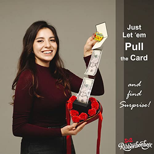 Ribbonbonbox Money Box For Cash Gift Pull Heart Box – Love Money Box – Best Gift Ideas And Birthday Gifts For Women – Unique Money Roll Gifts For Quinceanera – Sweet 16 Gifts For Girls (Happy) #TOP3