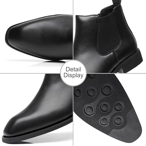 SANNAX Men's Chelsea Boots Classic Business Leather Shoes Casual Dress Ankle Boot4