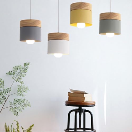 Lámpara colgante E27 nórdica macarrón y pantalla de metal mate decorativa para techo 5
