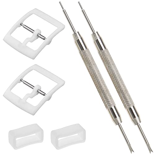 Riceverai 2 set di accessori per cinturini per orologi, tra cui 2 fibbie per orologi, 2 passanti per cinturino, 2 strumenti per barre a molla.