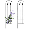 LATIHUUM 2 Pack 57.8" H x13 W Garden Trellis for Climbing Plants Outdoor, Rustproof Arched Metal Rose Trellis for Outdoor Indoor Roses Clematis Potted Climbing Plants Vines Flowers Decorative, Black