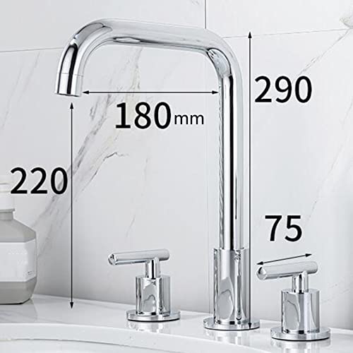 Robinet de lavabo 3 trous en laiton massif doré poli pour salle de bain luxueuse - 3