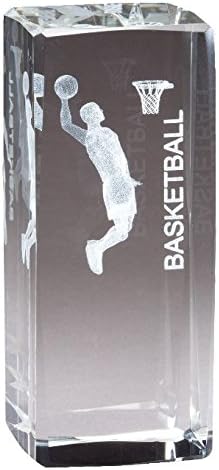 SHOP AWARDS AND GIFTS Figura de baloncesto masculina personalizable Premio de cristal óptico Imagen grabada con láser en el interior, incluye
