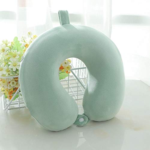 Almohada de Apoyo para Dormir de Viaje en avión con Cuello de Esponja en Forma de U, Color Verde sólido, 30x28cm Cover